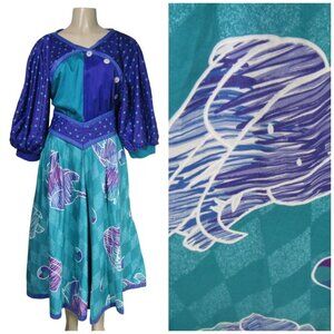 Vintage Jeanne Marc Polka Dot Elephant Midi Maxi Dress